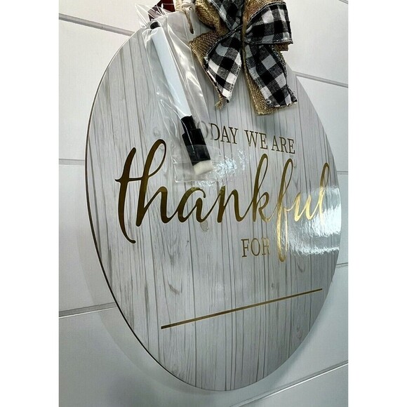 Today We Are Thankful For Dry Erase Board With Buffalo Check Burlap Bow New - Picture 7 of 13